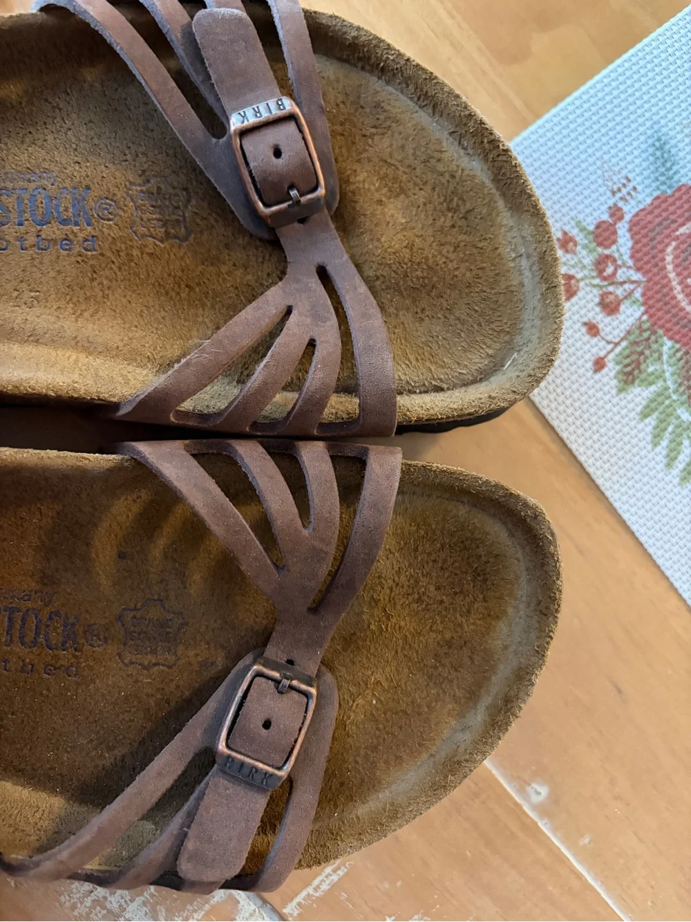 Birkenstock Brown Suede Soft Footbed Sandals - Picture 4 of 6